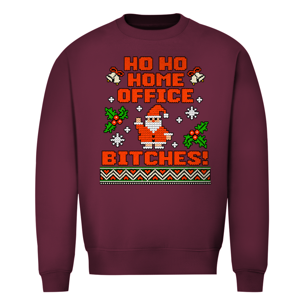 Ho Ho Home Office Ugly Christmas Sweater in Bordeaux