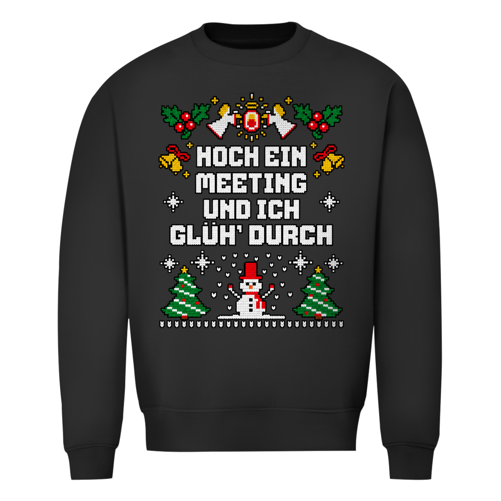 Noch ein Meeting und ich Glüh durch Ugly Christmas Sweater in Schwarz