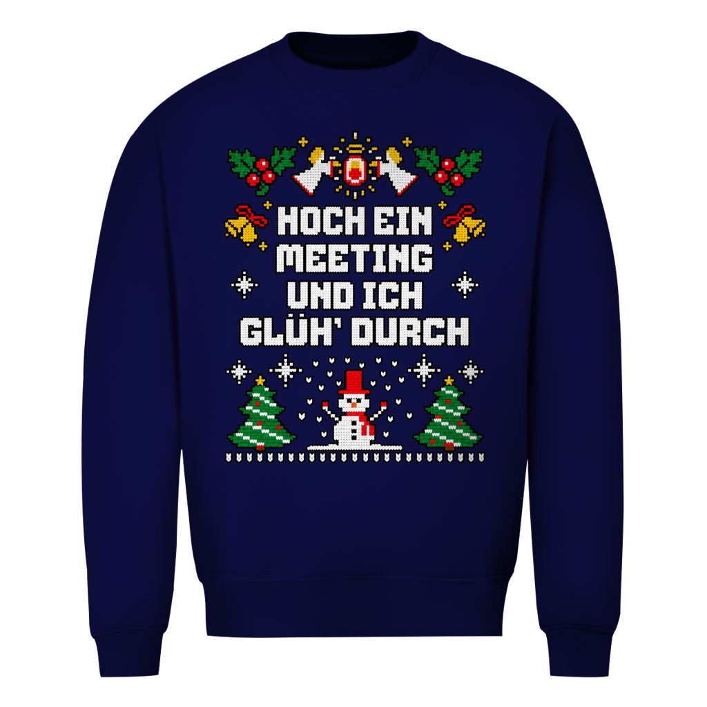 Noch ein Meeting und ich Glüh durch Ugly Christmas Sweater in Navy