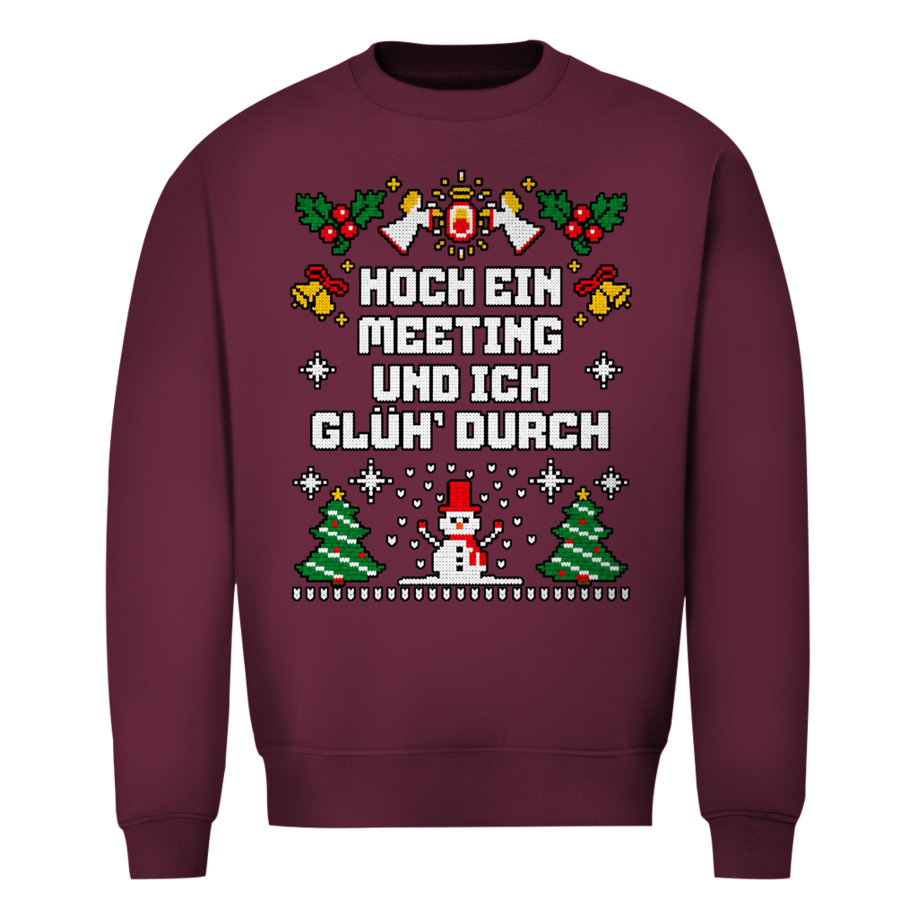 Noch ein Meeting und ich Glüh durch Ugly Christmas Sweater in Bordeaux