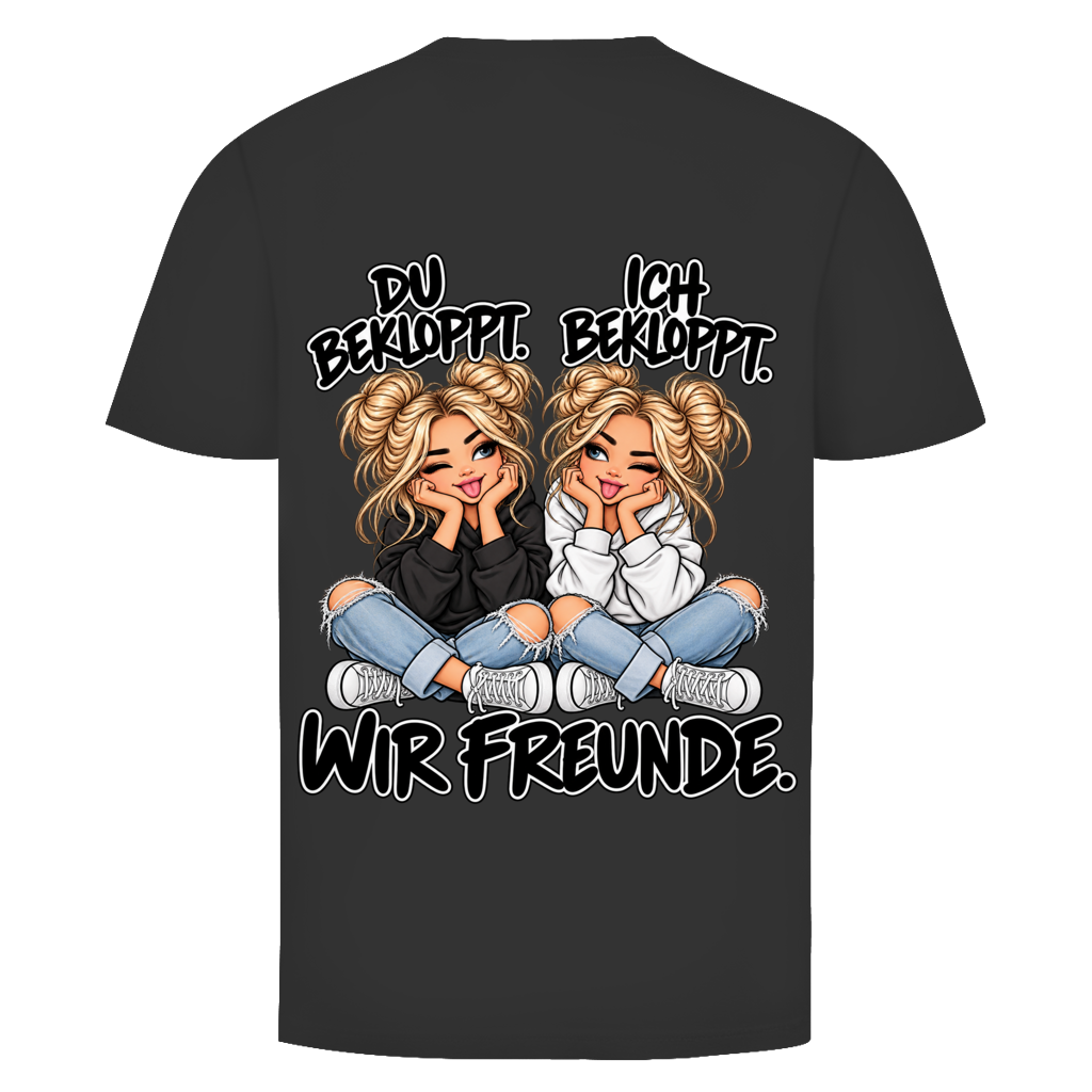 Du bekloppt. Ich bekloppt. Girls Blondie T-Shirt für beste Freundinnen in Schwarz