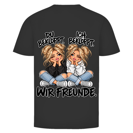 Du bekloppt. Ich bekloppt. Girls Blondie T-Shirt für beste Freundinnen in Schwarz