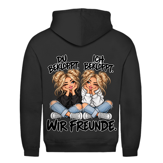 Du bekloppt. Ich bekloppt. Girls Blondie Hoodie für beste Freundinnen in Schwarz