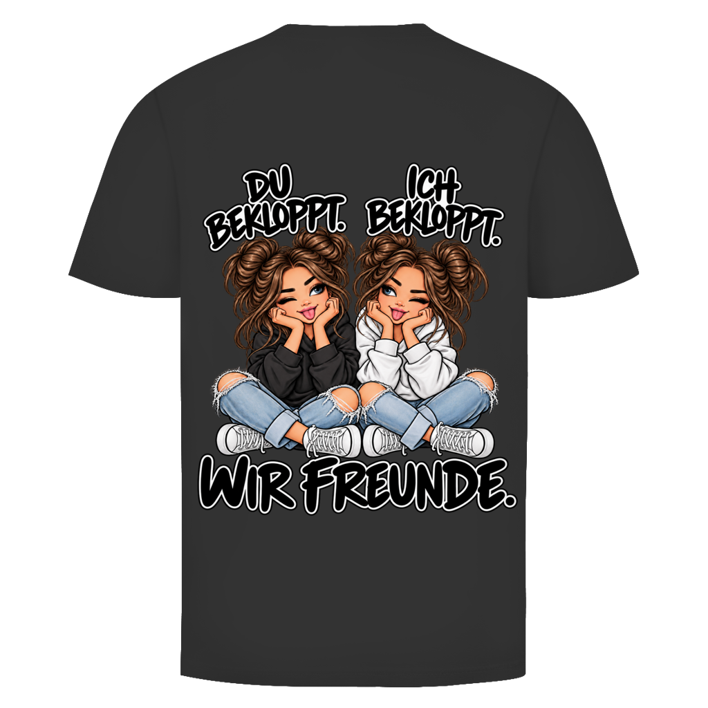 Du bekloppt. Ich bekloppt. Girls Brownie T-Shirt für beste Freundinnen in Schwarz