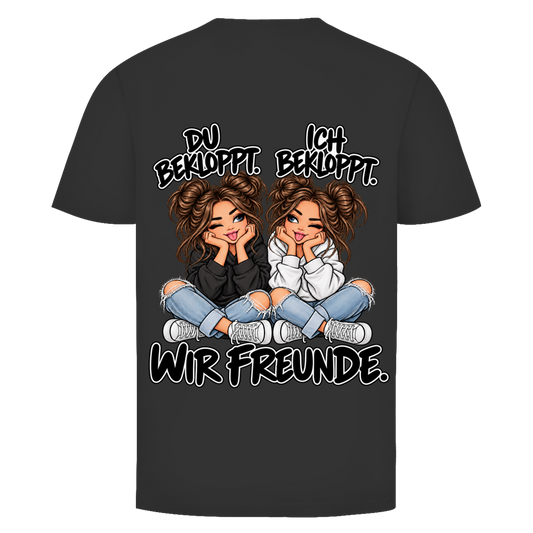Du bekloppt. Ich bekloppt. Girls Brownie T-Shirt für beste Freundinnen in Schwarz