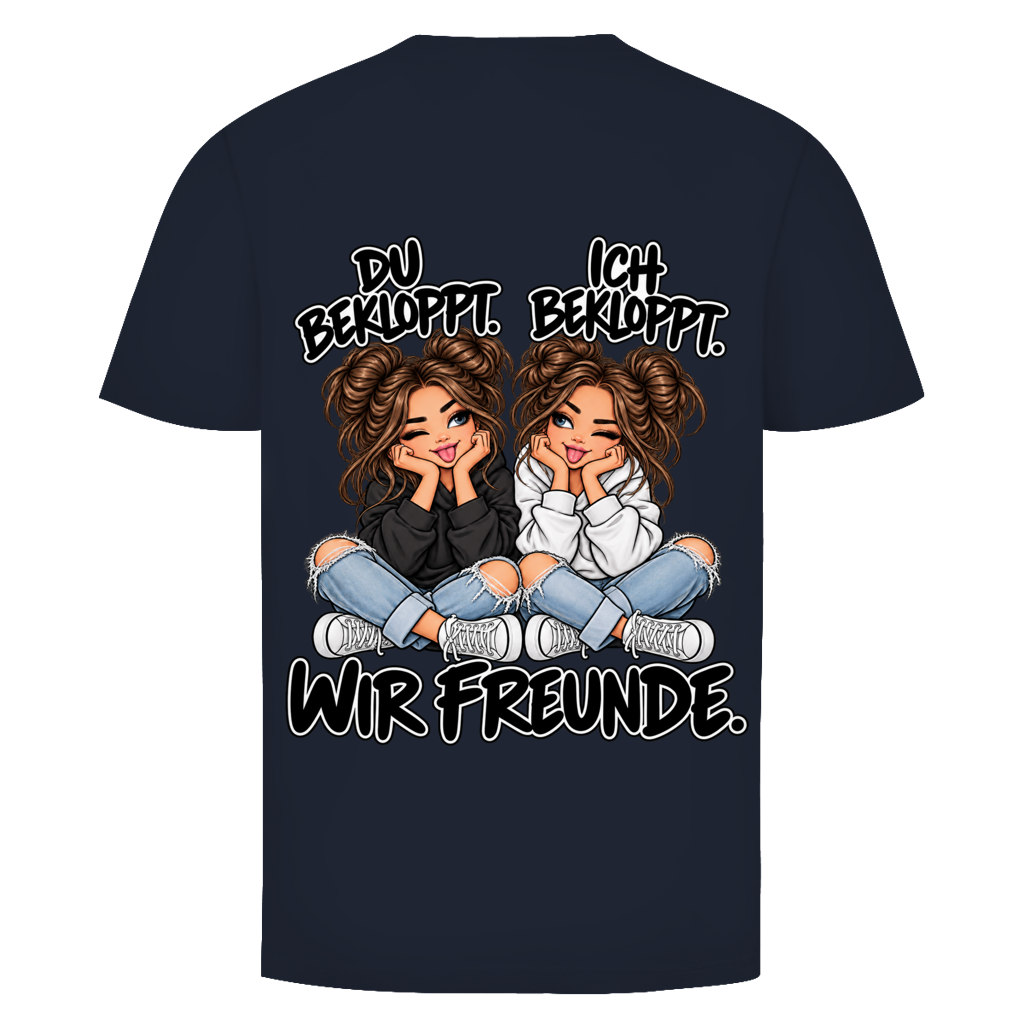 Du bekloppt. Ich bekloppt. Girls Brownie T-Shirt für beste Freundinnen in Navy