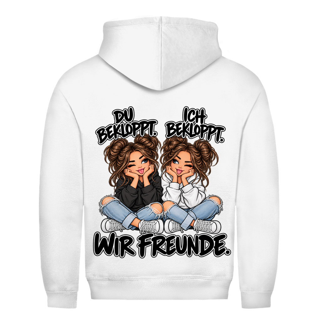 Du bekloppt. Ich bekloppt. Girls Brownie Hoodie für beste Freundinnen in Weiß