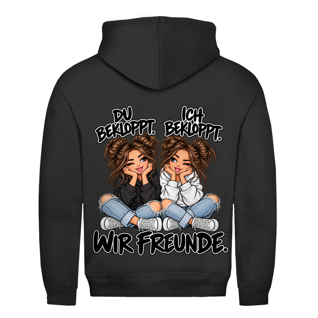 Du bekloppt. Ich bekloppt. Girls Brownie Hoodie für beste Freundinnen in Schwarz