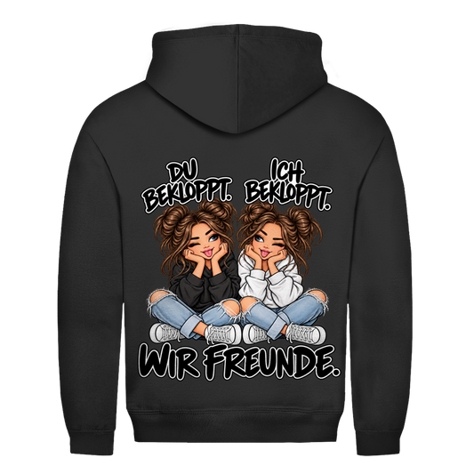 Du bekloppt. Ich bekloppt. Girls Brownie Hoodie für beste Freundinnen in Schwarz