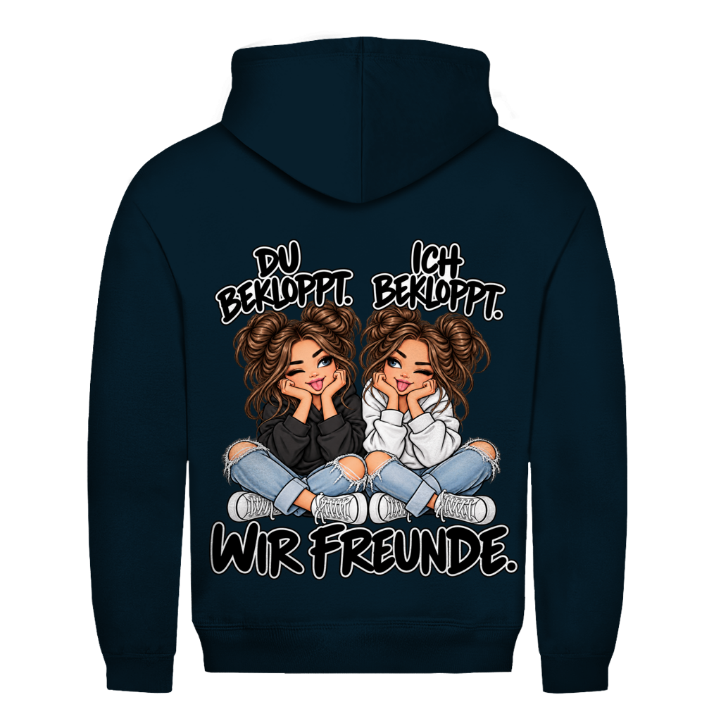 Du bekloppt. Ich bekloppt. Girls Brownie Hoodie für beste Freundinnen in Navy