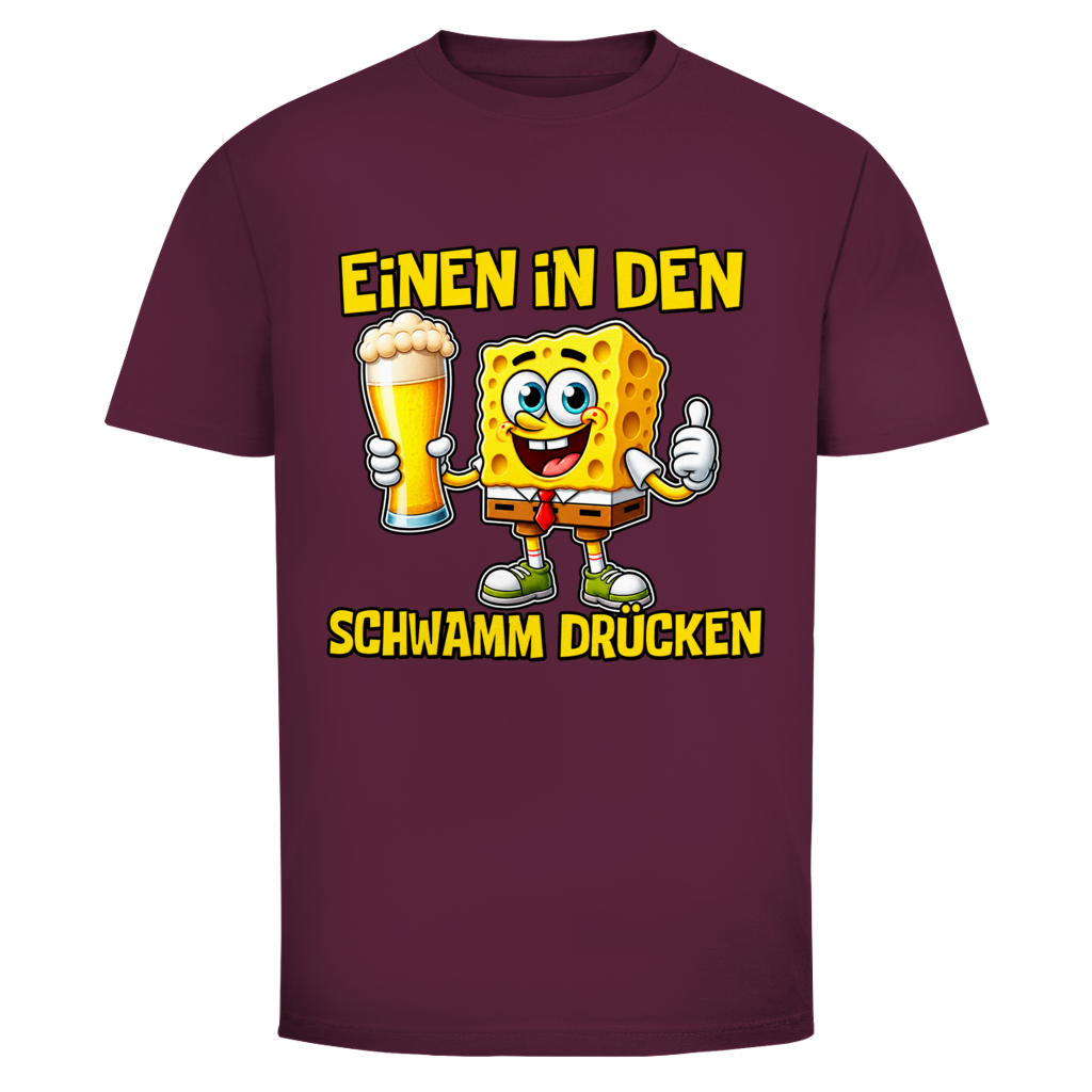 Einen in den Schwamm drücken T-Shirt in Bordeaux
