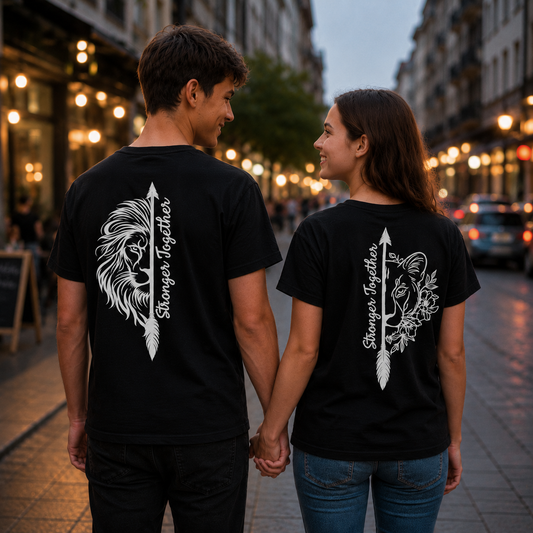 Stronger Togehter Löwe x Stronger Together Löwin Rückendruck Pärchen Shirt Bundle