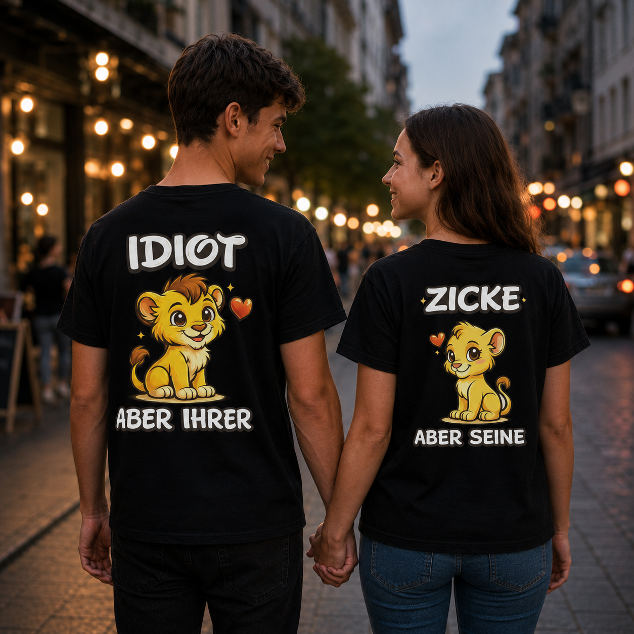 Idiot aber ihrer Löwe x Zicke aber seine Löwin Rückendruck Pärchen Shirt Bundle