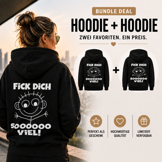 Fick Dich Soooo Viel | Unisex Hoodie Bundle mit lustigem Rückendruck