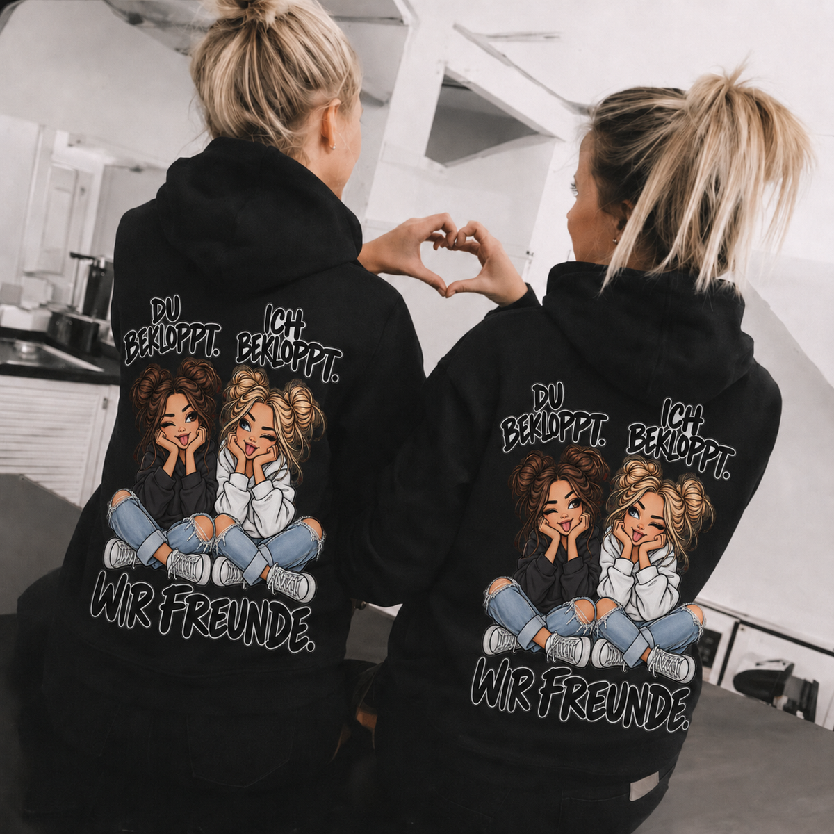 Du Bekloppt. Ich Bekloppt. Girls Rückendruck x Beste Freunde Hoodie Bundle