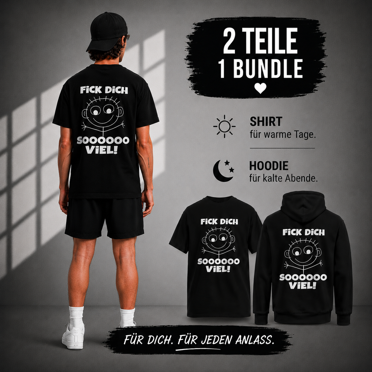 Fick Dich Soooo Viel Bundle | Unisex Shirt & Hoodie mit lustigem Rückendruck