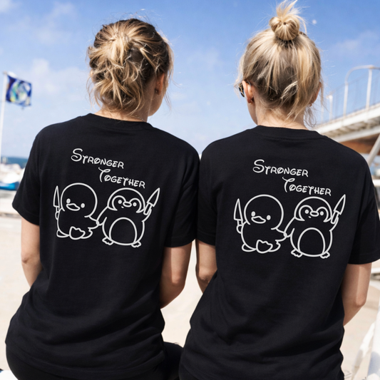 Stronger Together Ente & Pinguin Rückendruck x Beste Freunde T-Shirt Bundle