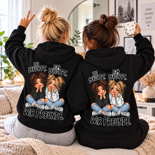 Du bekloppt. Ich bekloppt. Girls Brownie & Blondie Hoodie Bundle für beste Freundinnen