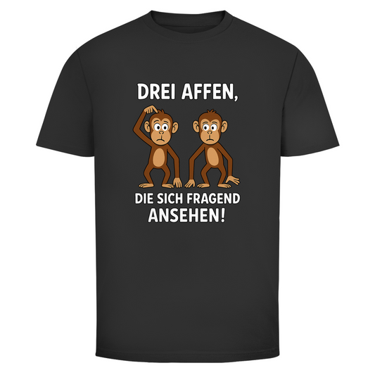 T-Shirt Männer - Drei Affen die sich fragend ansehen