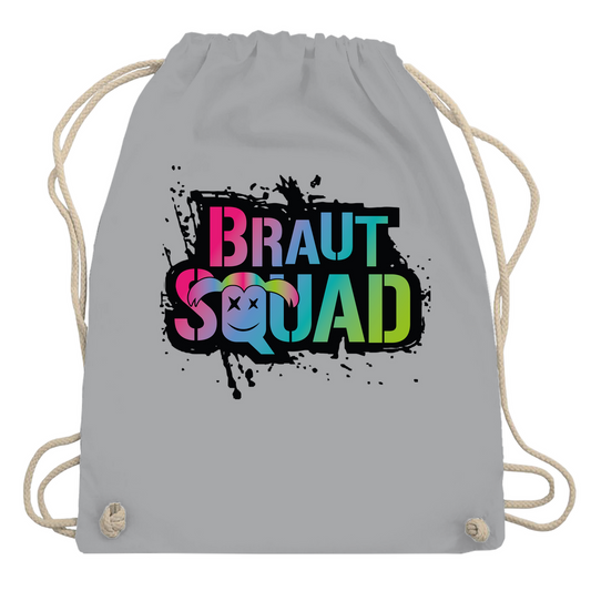 Turnbeutel | Braut Squad – Bunter JGA-Beutel im Farbexplosions-Stil