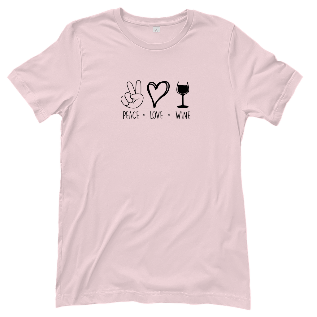T-Shirt Frauen-Peace. Love. Wine