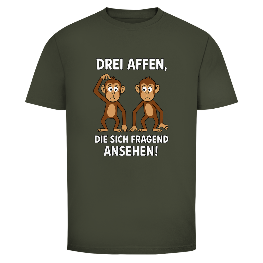 T-Shirt Männer - Drei Affen die sich fragend ansehen