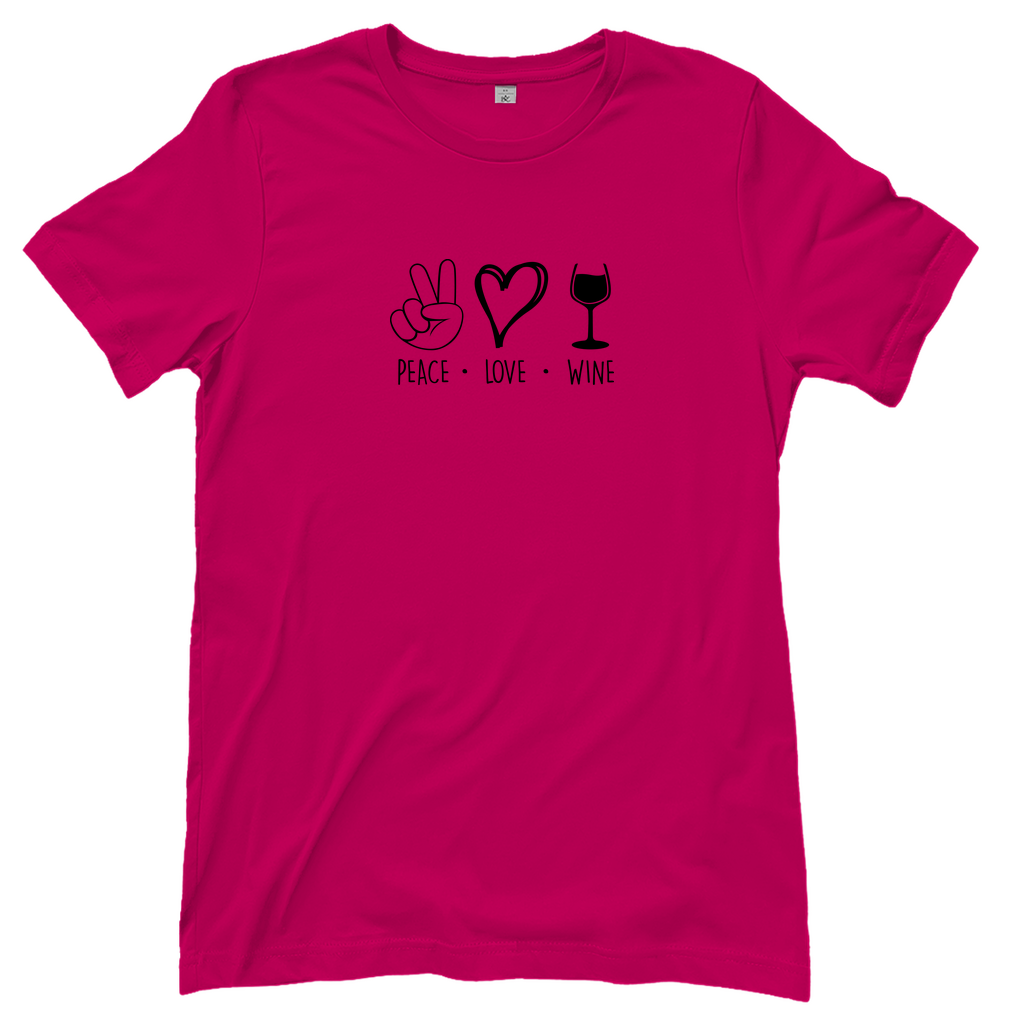 T-Shirt Frauen-Peace. Love. Wine