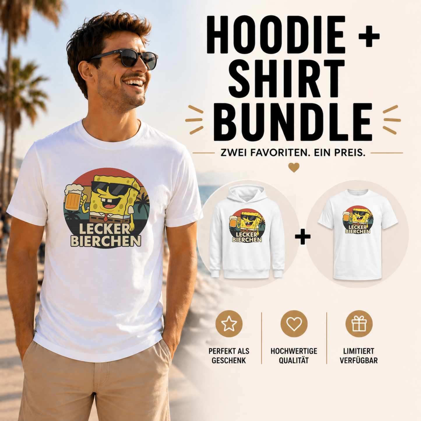Lecker Bierchen Schwamm Bundle | Unisex Hoodie & Shirt