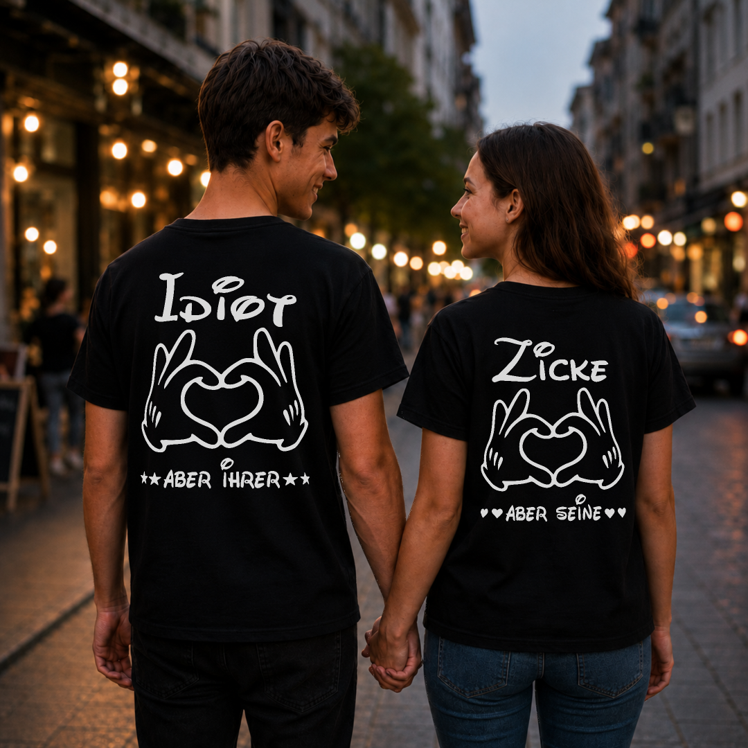 Idiot aber ihrer x Zicke aber seine Rückendruck Pärchen Shirt Bundle