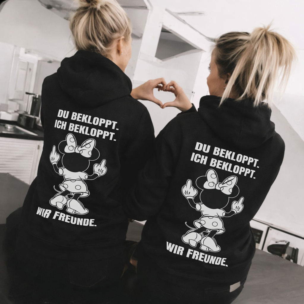 Du bekloppt. Ich bekloppt. Wir Freunde. Mäuschen Rückendruck x Beste Freunde Hoodie Bundle