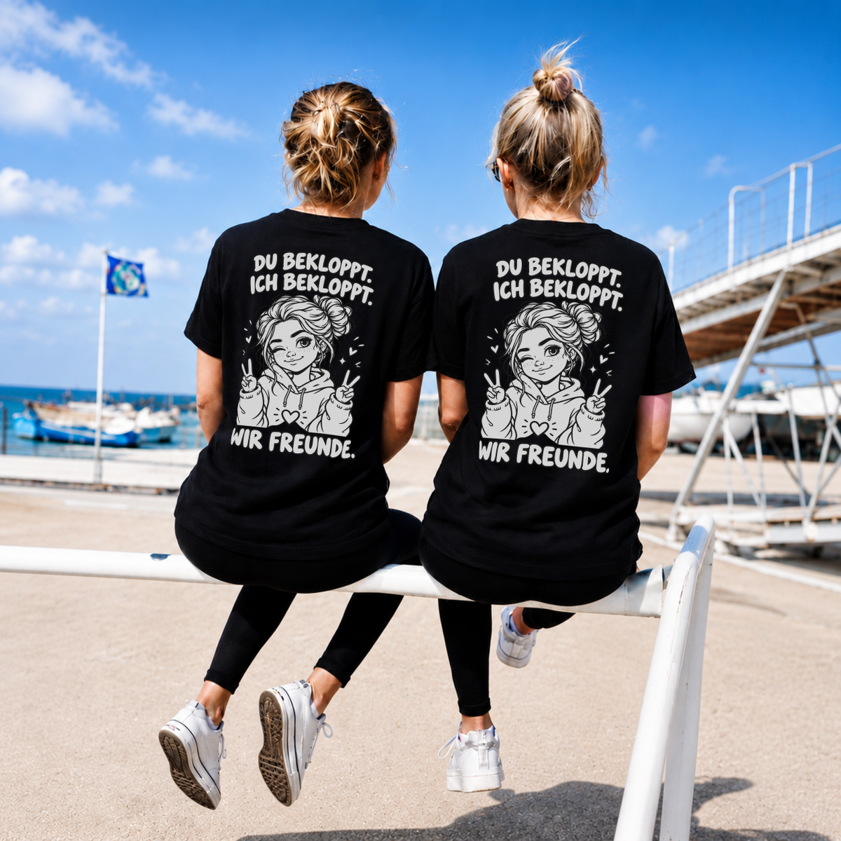 Du Bekloppt. Ich Bekloppt. Wir Freunde. Girl Rückendruck x Beste Freunde Shirt Bundle