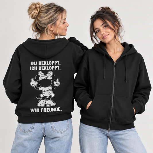 Du bekloppt. Ich bekloppt. Wir Freunde. Mäuschen Premium Zipper Bundle für beste Freunde