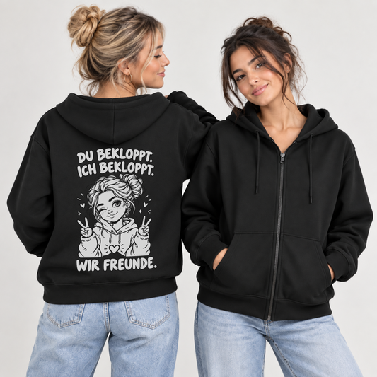Du bekloppt. Ich bekloppt. Wir Freunde. Girl Premium Zipper Bundle für beste Freundinnen