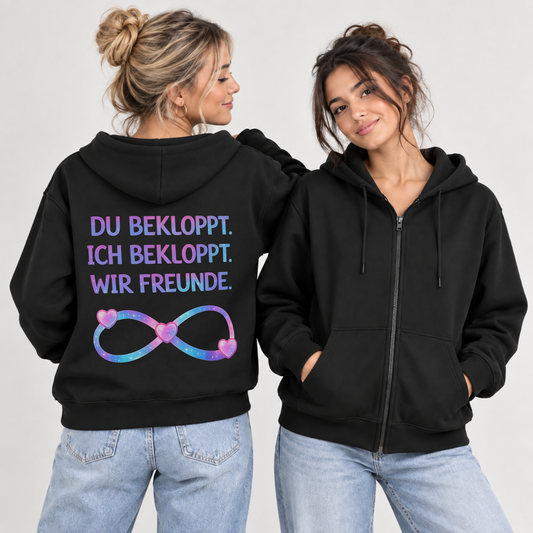 Du bekloppt. Ich bekloppt. Wir Freunde. Premium Zipper Bundle für beste Freunde