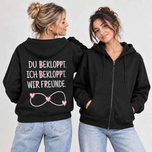 Du bekloppt. Ich bekloppt. Premium Zipper Bundle für beste Freunde