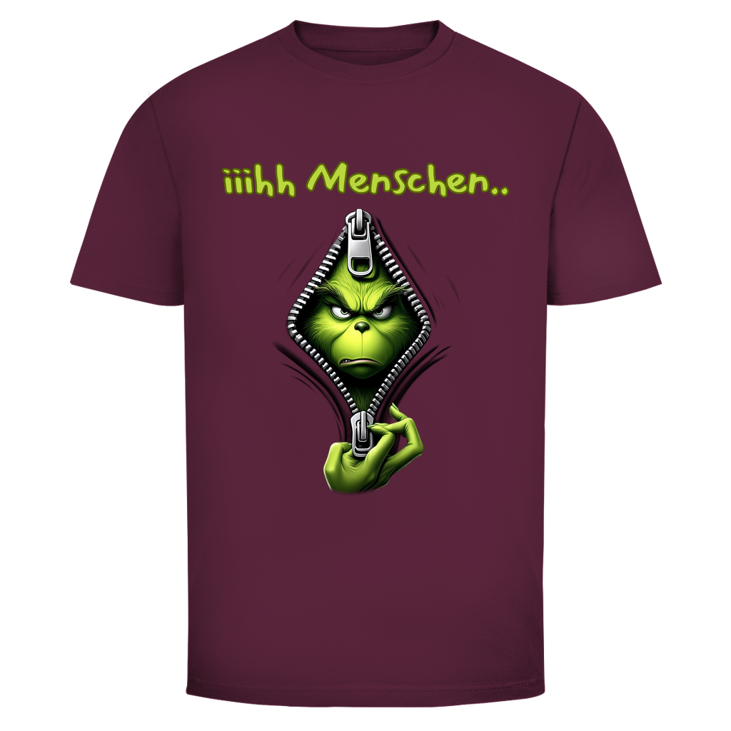 Grinch Menschen T-Shirt in Bordeaux