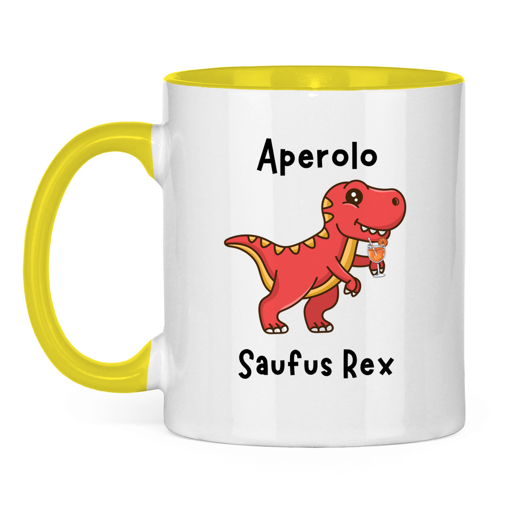 Aperol saufus Rex | Zweifarbige Tasse — Gelb/Weiß
