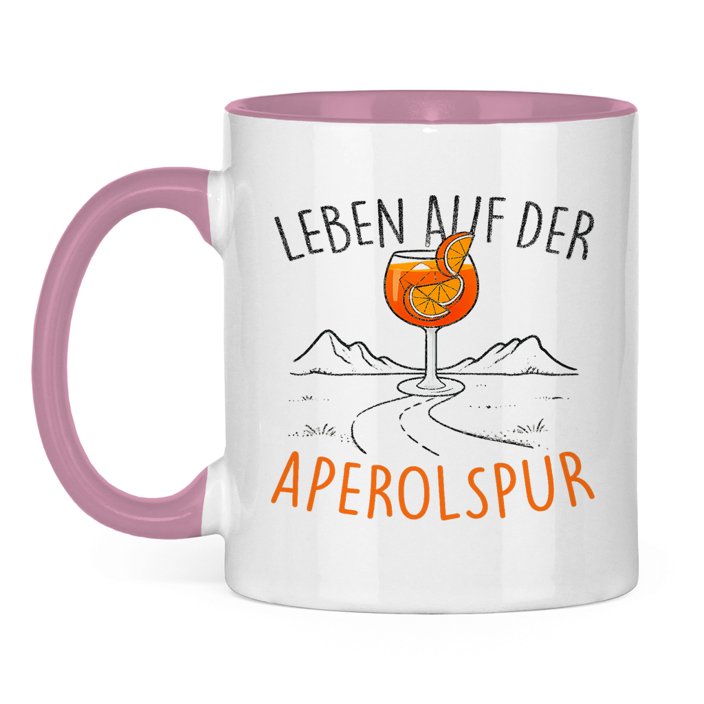 Leben auf der Aperolspur | Zweifarbige Tasse — Rosa/Weiß