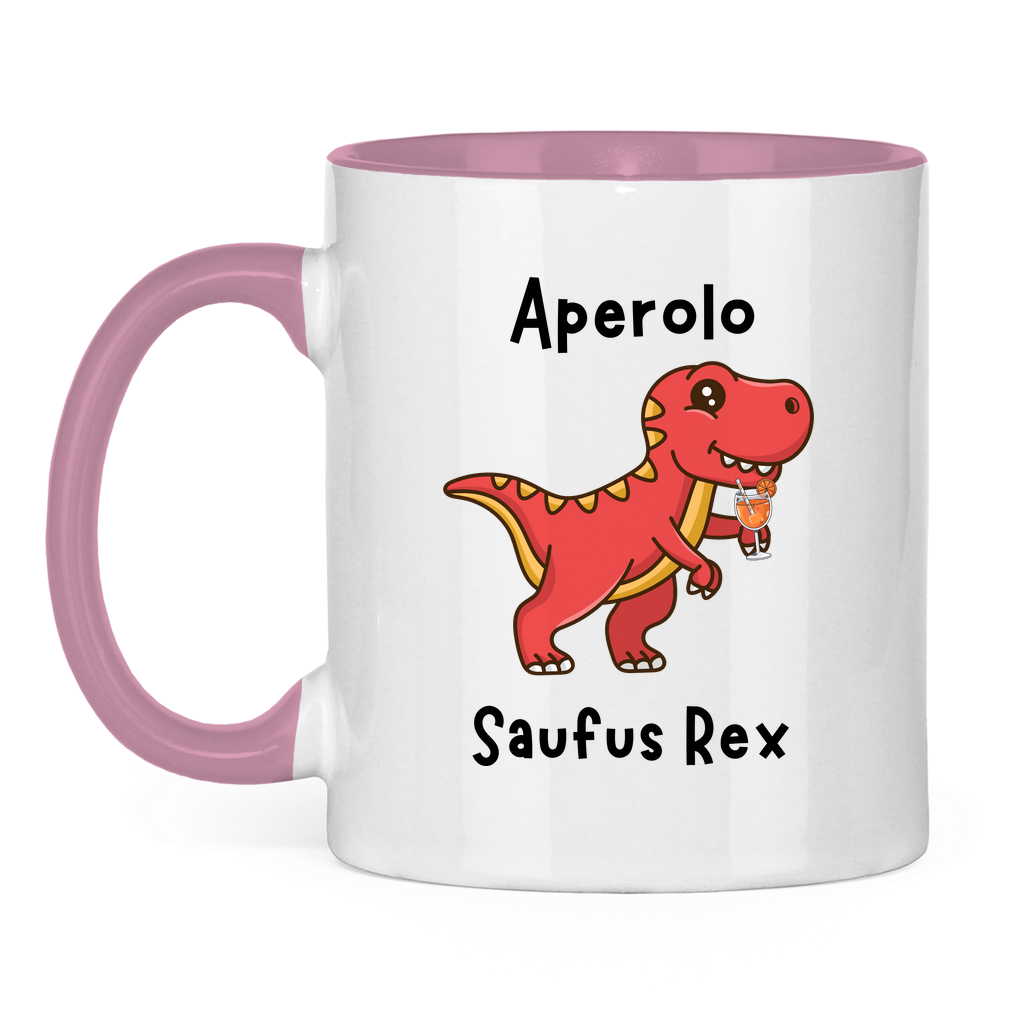Aperol saufus Rex | Zweifarbige Tasse — Rosa/Weiß