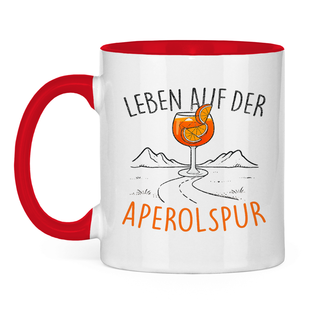 Leben auf der Aperolspur | Zweifarbige Tasse — Rot/Weiß