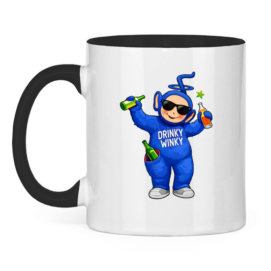 Drinky Winky Blau | Zweifarbige Tasse — Schwarz/Weiß