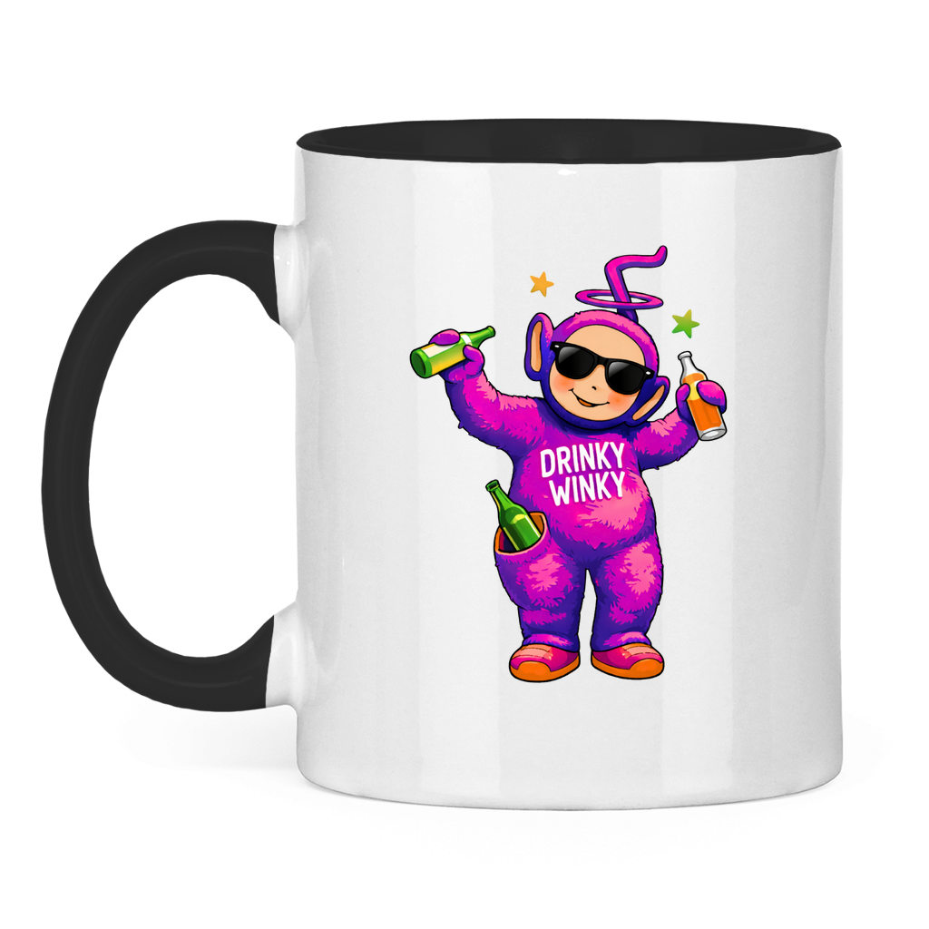 Drinky Winky Lila | Zweifarbige Tasse — Schwarz/Weiß