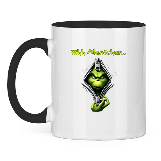 Grinch Menschen | Zweifarbige Tasse — Schwarz/Weiß
