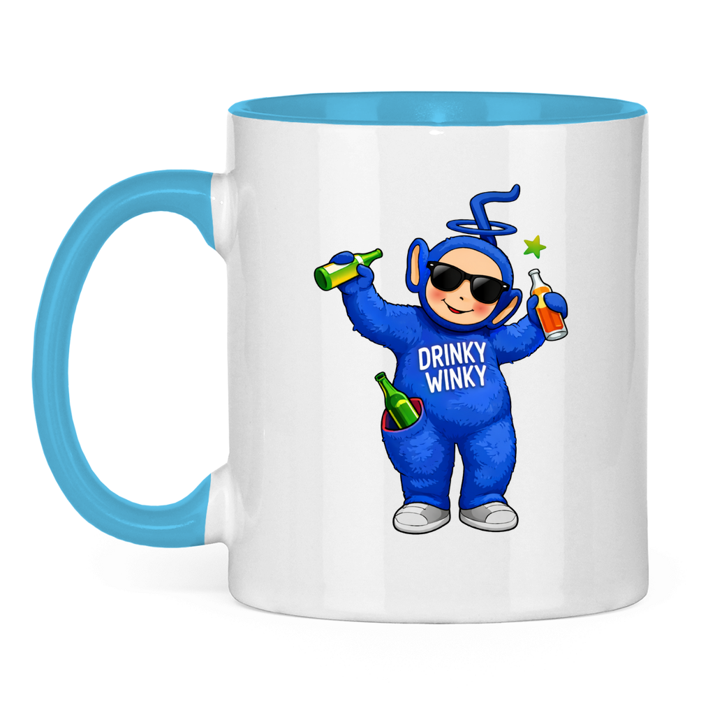 Drinky Winky Blau | Zweifarbige Tasse — (Hell)Blau/Weiß