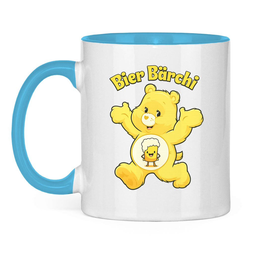 Bier Bärchi | Zweifarbige Tasse — (Hell)Blau/Weiß