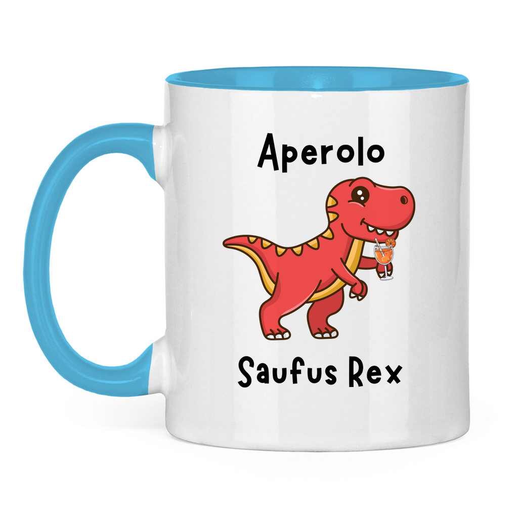 Aperol saufus Rex | Zweifarbige Tasse — (Hell)Blau/Weiß